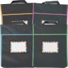 Store More® Large Book Pouches And Labels - Black With Neon Trim - Set Of 12
