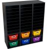 Black 27-Slot Mail And Supplies Center With 27 Trays, 6 Cubbies, And Baskets  Grouping - 1 mail center, 27 trays, 6 baskets