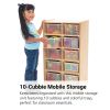 10-Cubbie Mobile Storage - With Assorted Color Trays - 1 mobile storage
