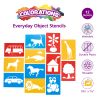Large Washable Plastic Everyday Objects Stencils - Set of 12