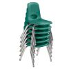 12" Stack Chair with Swivel Glides - 6 Pack - Green