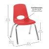 12" Stack Chair with Swivel Glides - 6 Pack - Red