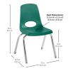 14" Stack Chair with Swivel Glides - 6 Pack - Green