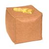 Environments® Modern Comfort 16" Square Pouf - Brown Faux Leather