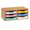 Really Good Stuff® Oak 6-Slot Mail Center With Bold Vibes Trays - 1 mail center, 6 trays