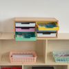 Really Good Stuff® Oak 6-Slot Mail Center With Bold Vibes Trays - 1 mail center, 6 trays
