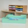 Really Good Stuff® Oak 6-Slot Mail Center With Bold Vibes Trays - 1 mail center, 6 trays
