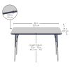 24" x 48" Rectangle Activity Table with Adjustable Swivel Glide Legs - Gray/Navy