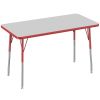 24" x 48" Rectangle Activity Table with Adjustable Swivel Glide Legs - Gray/Red