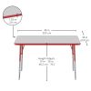 24" x 48" Rectangle Activity Table with Adjustable Swivel Glide Legs - Gray/Red
