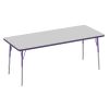 30" x 72" Rectangle Activity Table with Adjustable Swivel Glide Legs - Gray/Purple