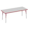 30" x 72" Rectangle Activity Table with Adjustable Swivel Glide Legs - Gray/Red