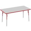 30" x 60" Rectangle Activity Table with Adjustable Swivel Glide Legs - Gray/Red