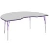 48" x 72" Kidney Activity Table with Adjustable Swivel Glide Legs - Gray/Purple