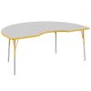48" x 72" Kidney Activity Table with Adjustable Swivel Glide Legs - Gray/Yellow