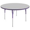 48" Round Activity Table with Adjustable Swivel Glide Legs - Gray/Purple