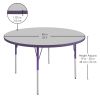 48" Round Activity Table with Adjustable Swivel Glide Legs - Gray/Purple
