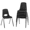 16" Black Stack Chair with Swivel Glides, 6-Pack - Blue