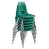 16" Black Stack Chair with Swivel Glides, 6-Pack - Green