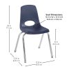 16" Black Stack Chair with Swivel Glides, 6-Pack - Navy