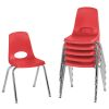 16" Black Stack Chair with Swivel Glides, 6-Pack - Red