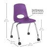 18" Mobile Chair with Casters, 2-Pack - Purple