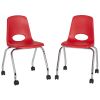 18" Mobile Chair with Casters, 2-Pack - Red