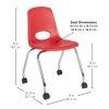18" Mobile Chair with Casters, 2-Pack - Red