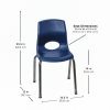 Angeles® MyPosture™ Plus 14" Chair - with Chrome Legs - Set of 4 - Navy