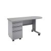 Cascade Mobile Teacher Desk with Storage - North Sea Gray/Platinum Frame