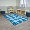 Blue Plaid Border Rug - 4' x 6'