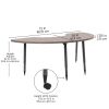 Adapte 36" x 72" Half Moon Thermofused Activity Table with Adjustable Tapered Legs - Gray/North Sea