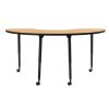 Adapte 36" x 72" Half Moon Thermofused Activity Table with Adjustable Tapered Legs - Maple/Black