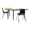 Adapte 36" x 72" Half Moon Thermofused Activity Table with Adjustable Tapered Legs - Maple/Black