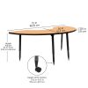 Adapte 36" x 72" Half Moon Thermofused Activity Table with Adjustable Tapered Legs - Maple/Black