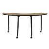 Adapte 36" x 72" Half Moon Thermofused Activity Table with Adjustable Tapered Legs - Pasadena Oak/Black