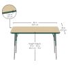 24" x 48" Rectangle Activity Table with Standard Legs - Maple/Green