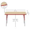 24" x 48" Rectangle Activity Table with Standard Legs - Maple/Red