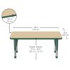 24" x 48" Rectangle Activity Table with Adjustable Chunky Legs - Maple/Green