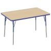 30" x 48" Rectangle T-Molding Activity Table with Adjustable Standard Swivel Glide Legs - Maple/Blue