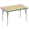 30" x 48" Rectangle T-Molding Activity Table with Adjustable Standard Swivel Glide Legs - Maple/Green