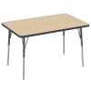 30" x 48" Rectangle T-Molding Activity Table with Adjustable Standard Swivel Glide Legs - Maple/Navy