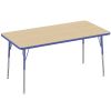 30" x 60" Rectangle Activity Table with Standard Legs - Maple/Blue
