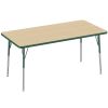 30" x 60" Rectangle Activity Table with Standard Legs - Maple/Green