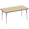 30" x 60" Rectangle Activity Table with Standard Legs - Maple/Purple