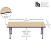 30" x 60" Rectangle Woodgrain Activity Table with Adjustable Chunky Legs - Maple/Purple