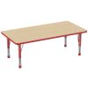 30" x 60" Rectangle Woodgrain Activity Table with Adjustable Chunky Legs - Maple/Red