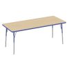 30" x 72" Rectangle La Madera Activity Table with Standard Legs - Maple/Blue