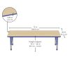 30" x 72" Rectangle Woodgrain Activity Table with Adjustable Chunky Legs - Maple/Blue