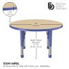 36" Round Thermofused Woodgrain Activity Table with Adjustable Chunky Legs - Maple/Blue